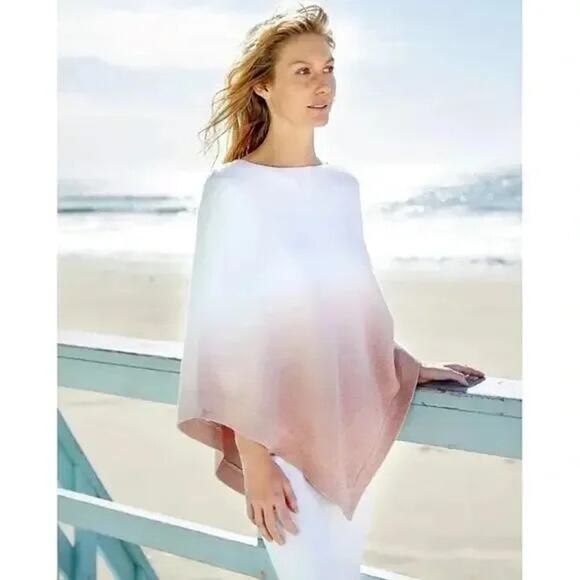 Barefoot Dreams Sweaters - Barefoot Dreams OS Cozy Chic Ultra Lite Ocean Breeze Ombre Rose Mist Poncho